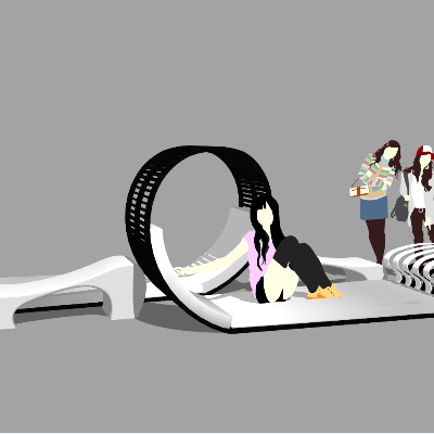  现代户外公用椅su模型下载 