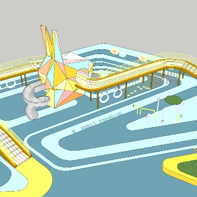  现代儿童游乐区su模型下载 