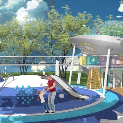  现代住宅小区儿童游乐场su模型下载 