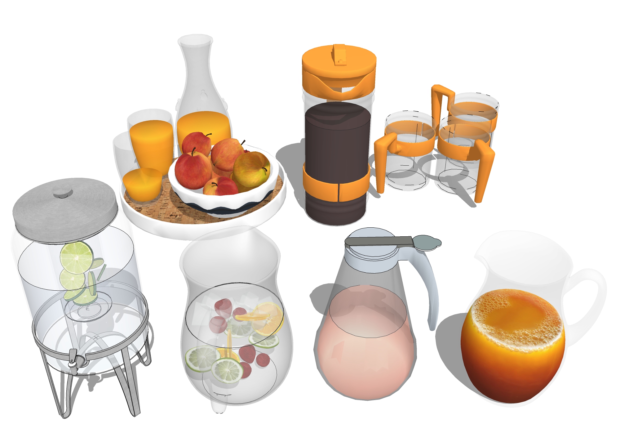  果汁冷饮 饮料调酒su模型下载 