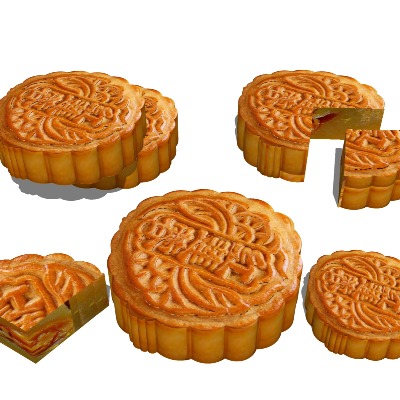  中秋月饼 糕点美食su模型下载 