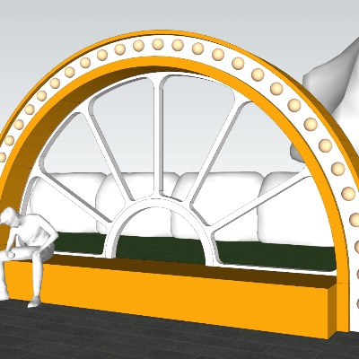  现代橘子造型公共椅 景观座椅su模型下载 