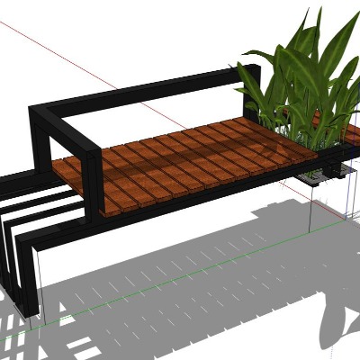  现代户外公用椅su模型下载 