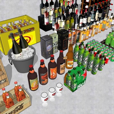  现代酒水饮料组合su模型下载 