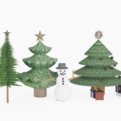  北欧圣诞树su模型下载 