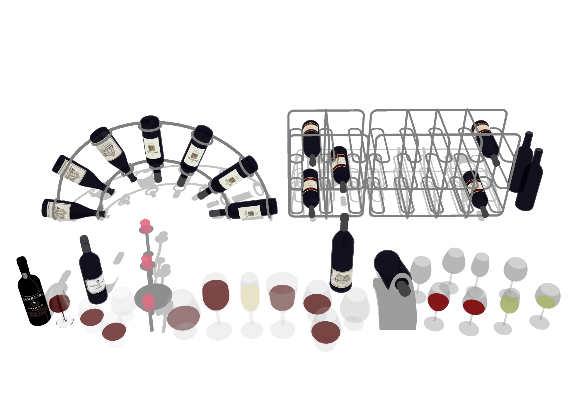  红酒铁架su模型下载 