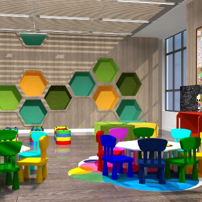  现代幼儿园儿童活动区su模型下载 
