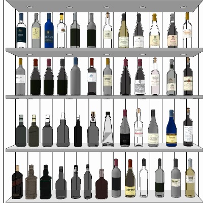  现代红酒酒瓶su模型下载 