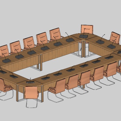  现代会议桌椅su模型下载 