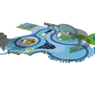  现代儿童游乐场su模型下载 