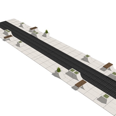  现代户外公用椅su模型下载 