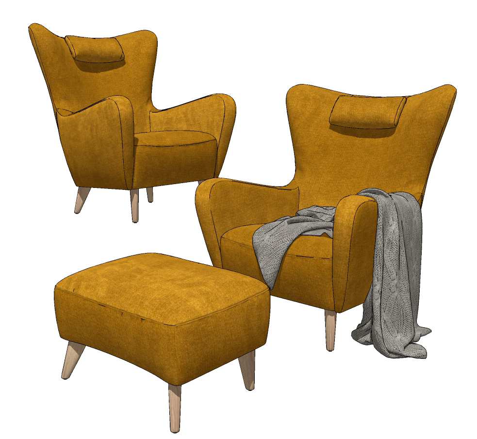  北欧休闲沙发su模型 