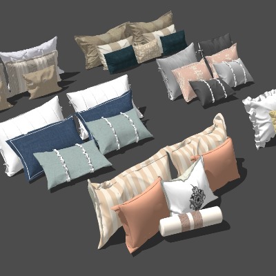  现代枕头抱枕su模型下载 