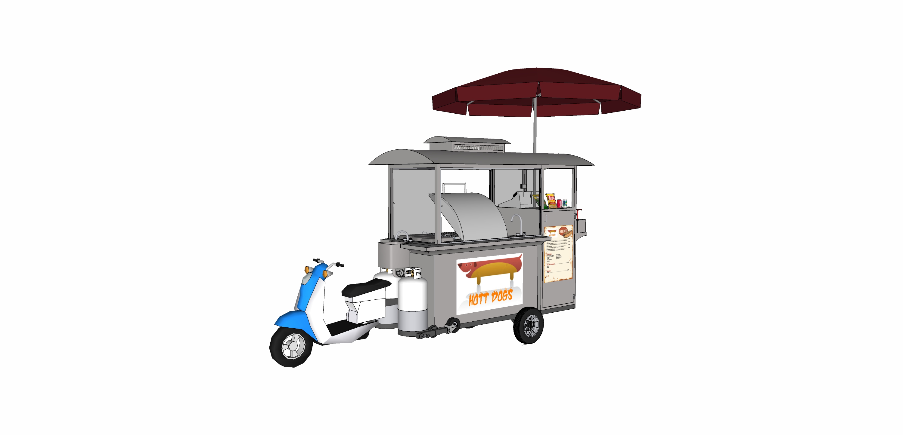  售卖车摊位su模型下载 