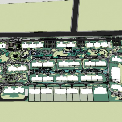  现代住宅小区鸟瞰su模型下载 
