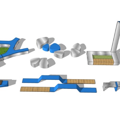  现代户外坐凳座凳su模型下载 
