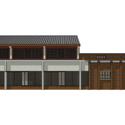  新中式古建民房su模型下载 