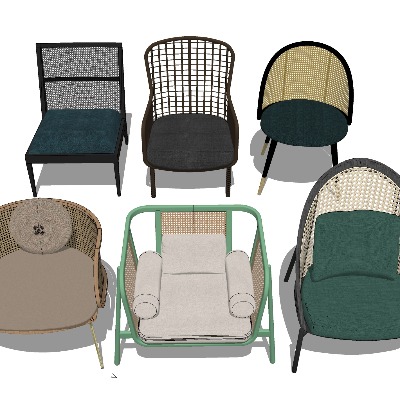  单人扶手躺椅su模型下载 