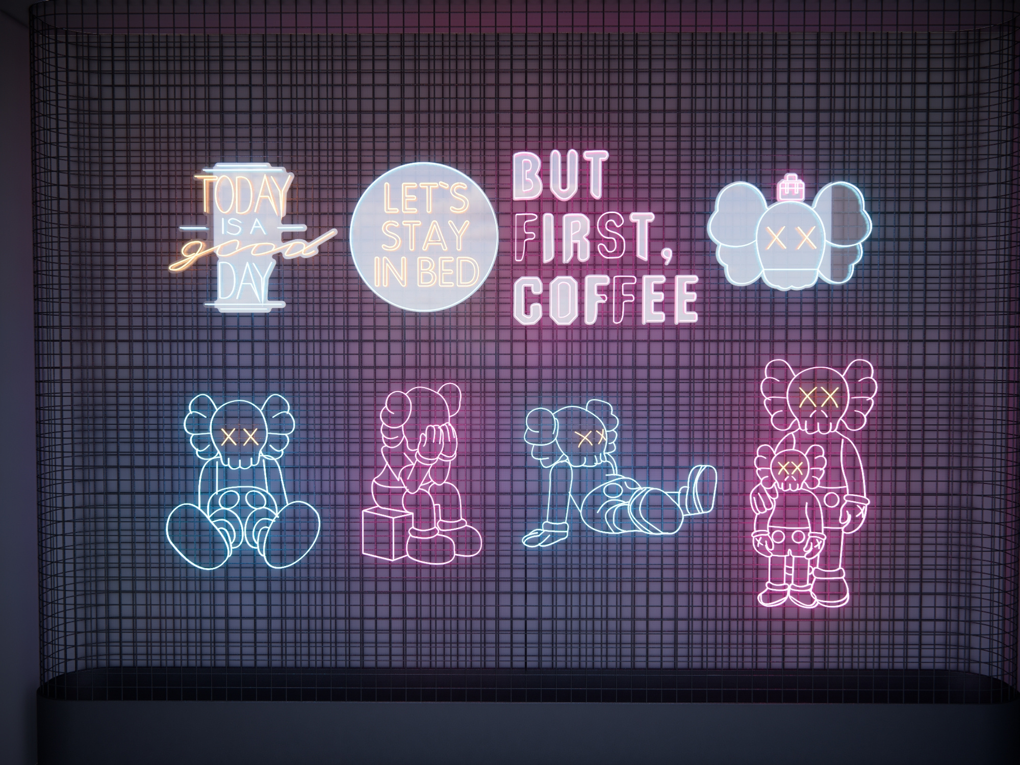  现代霓虹灯 装饰灯 墙饰 霓虹灯墙su模型下载 