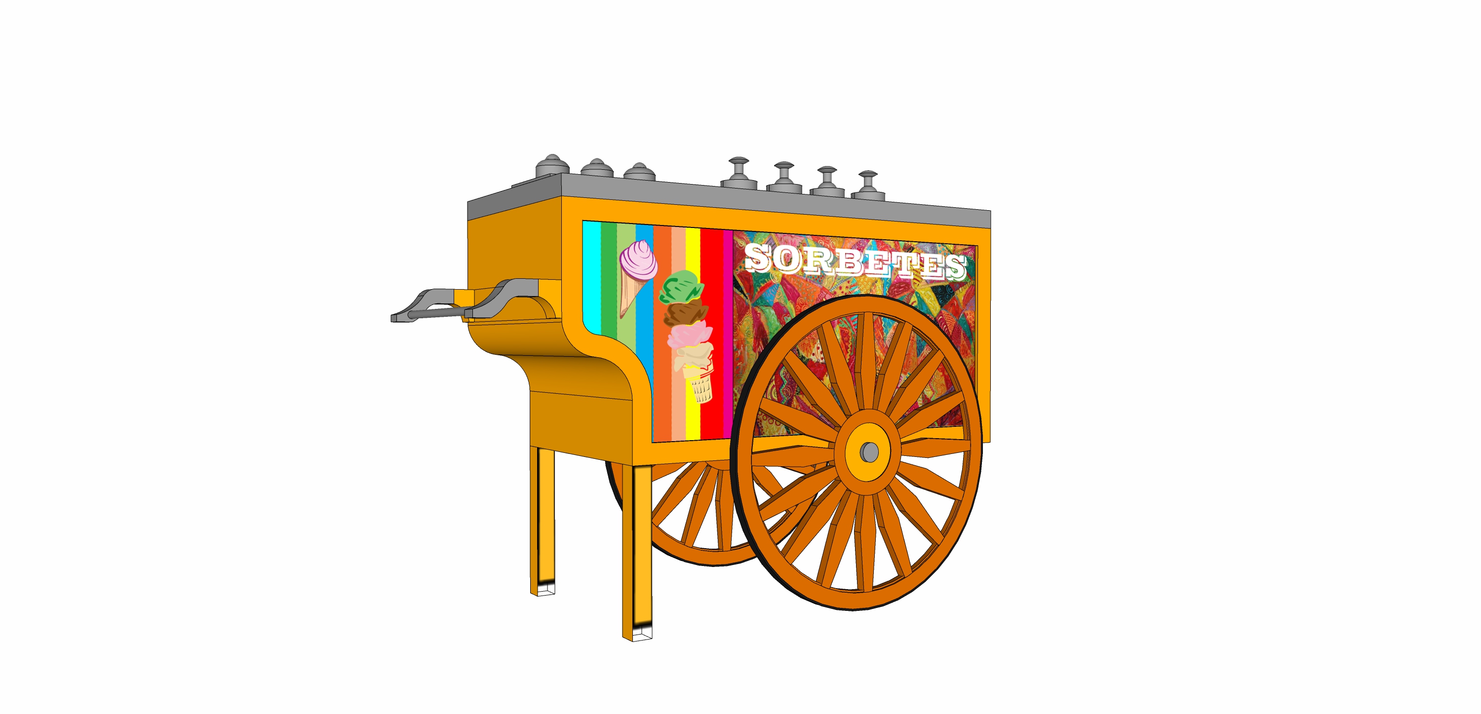  售卖车摊位su模型下载 