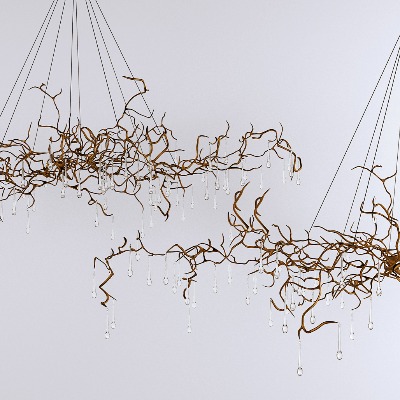  现代异形树枝装饰灯su模型下载 