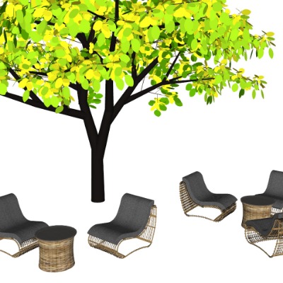  现代藤编户外休闲椅su模型下载 