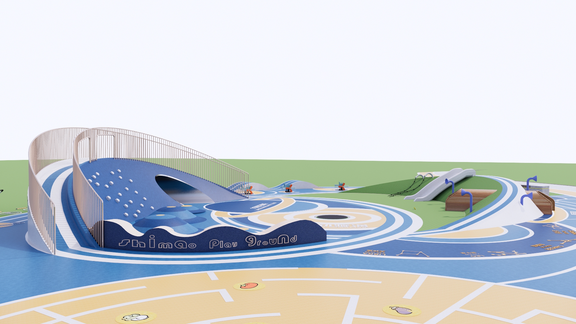  现代儿童游乐区su模型下载 