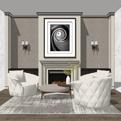  北欧布艺休闲沙发su模型下载 