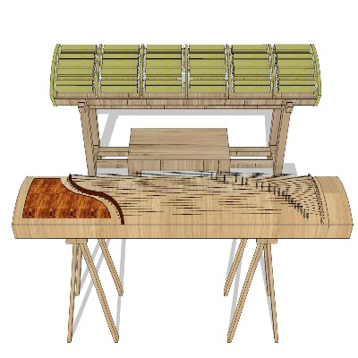  中式乐器 古筝古琴su模型下载 