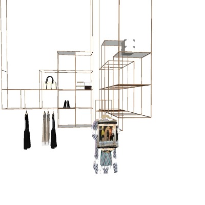  现代服装展示架su模型下载 