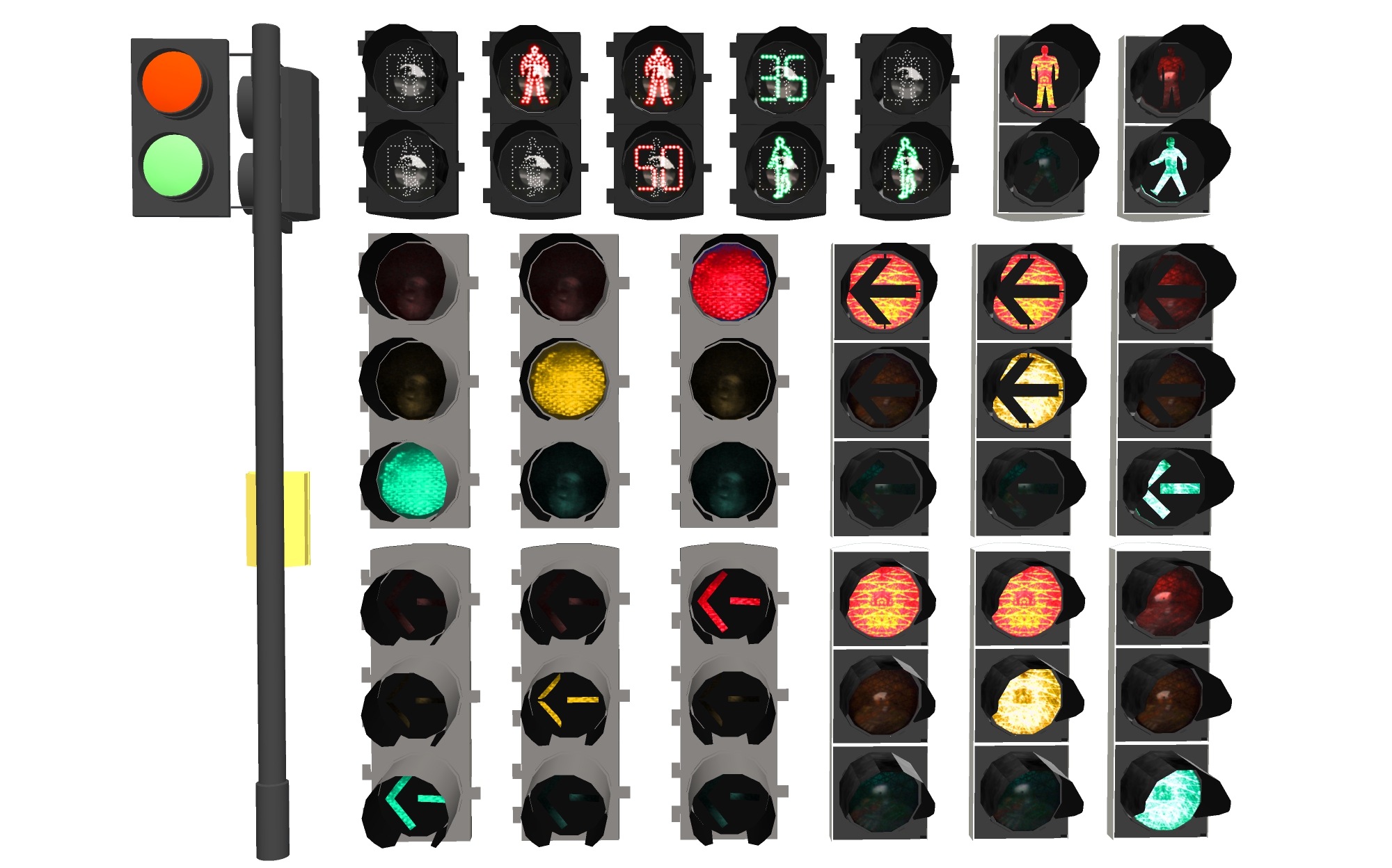  信号灯 交通指示灯su模型下载 