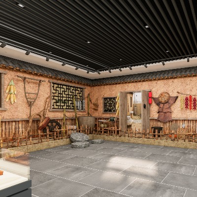  新中式历史文化展厅su模型下载 