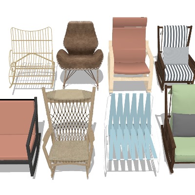  休闲椅 木制躺椅 摇摇椅su模型下载 