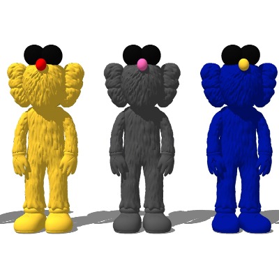  现代kaws公仔玩具su模型下载 