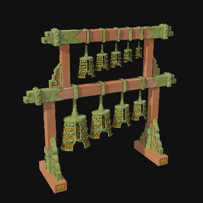  中式青铜编钟乐器su模型下载 