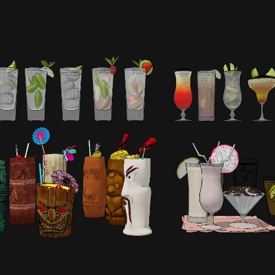  现代酒水饮料su模型下载 
