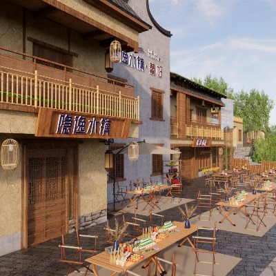  新中式乡村庭院 美丽庭院 农家乐 乡村庭院景观 特色农村院子 菜地庭院su模型下载 