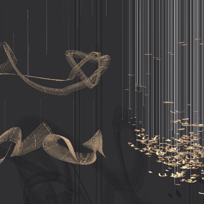  现代艺术装饰吊灯su模型下载 