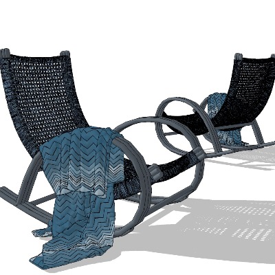  现代藤编躺椅su模型下载 