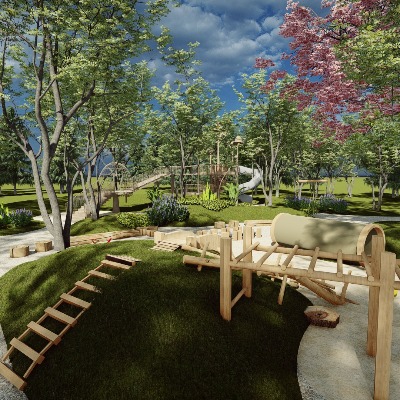  现代儿童游乐公园su下载模型 