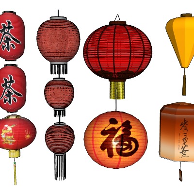  春节灯笼su模型下载 