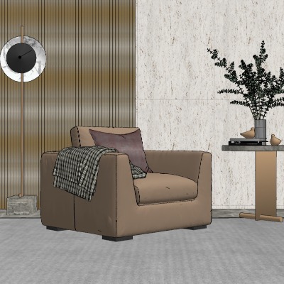  现代布艺休闲沙发su模型下载 