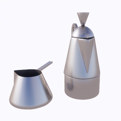  现代咖啡壶餐具su模型下载 