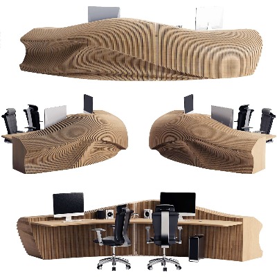  现代异形接待台su模型下载 