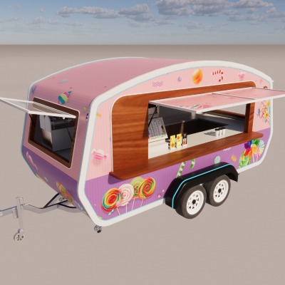  移动餐车su模型下载 