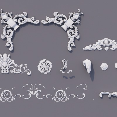  欧式雕花构件su模型下载 