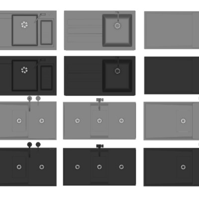  现代不锈钢水盆su模型下载 