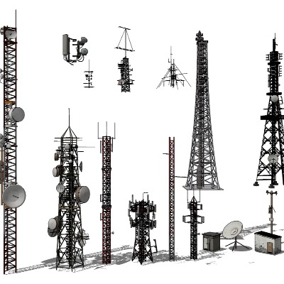  现代卫星天线信号塔su模型下载 