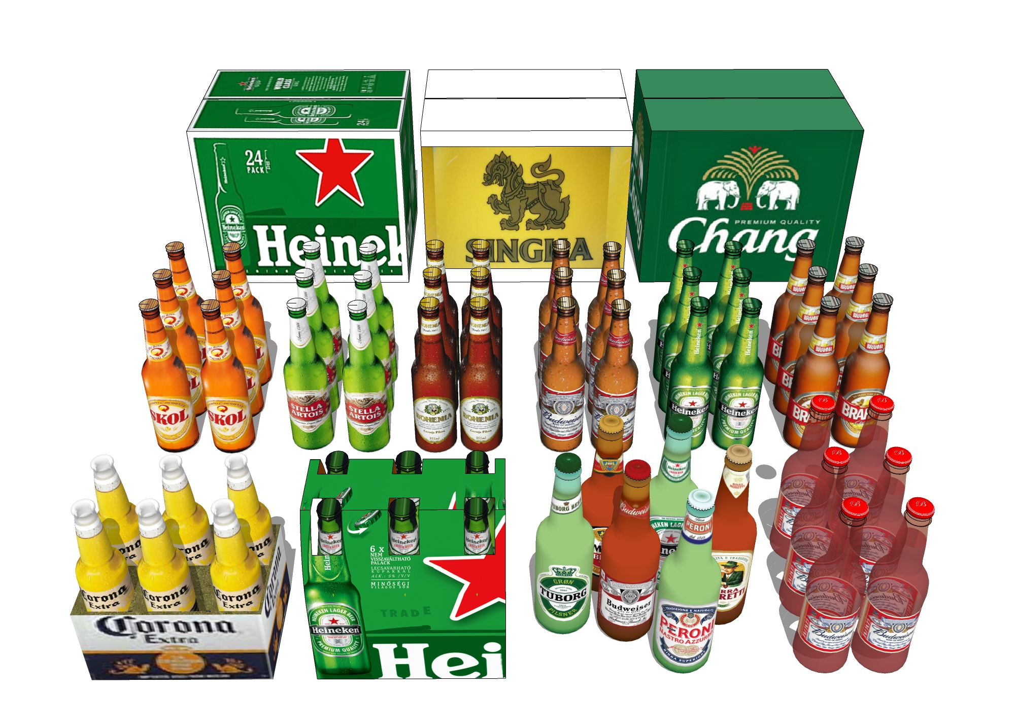  整箱啤酒su模型下载 