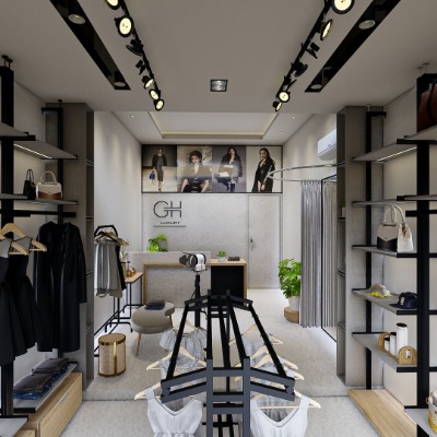  现代服装店su模型下载 